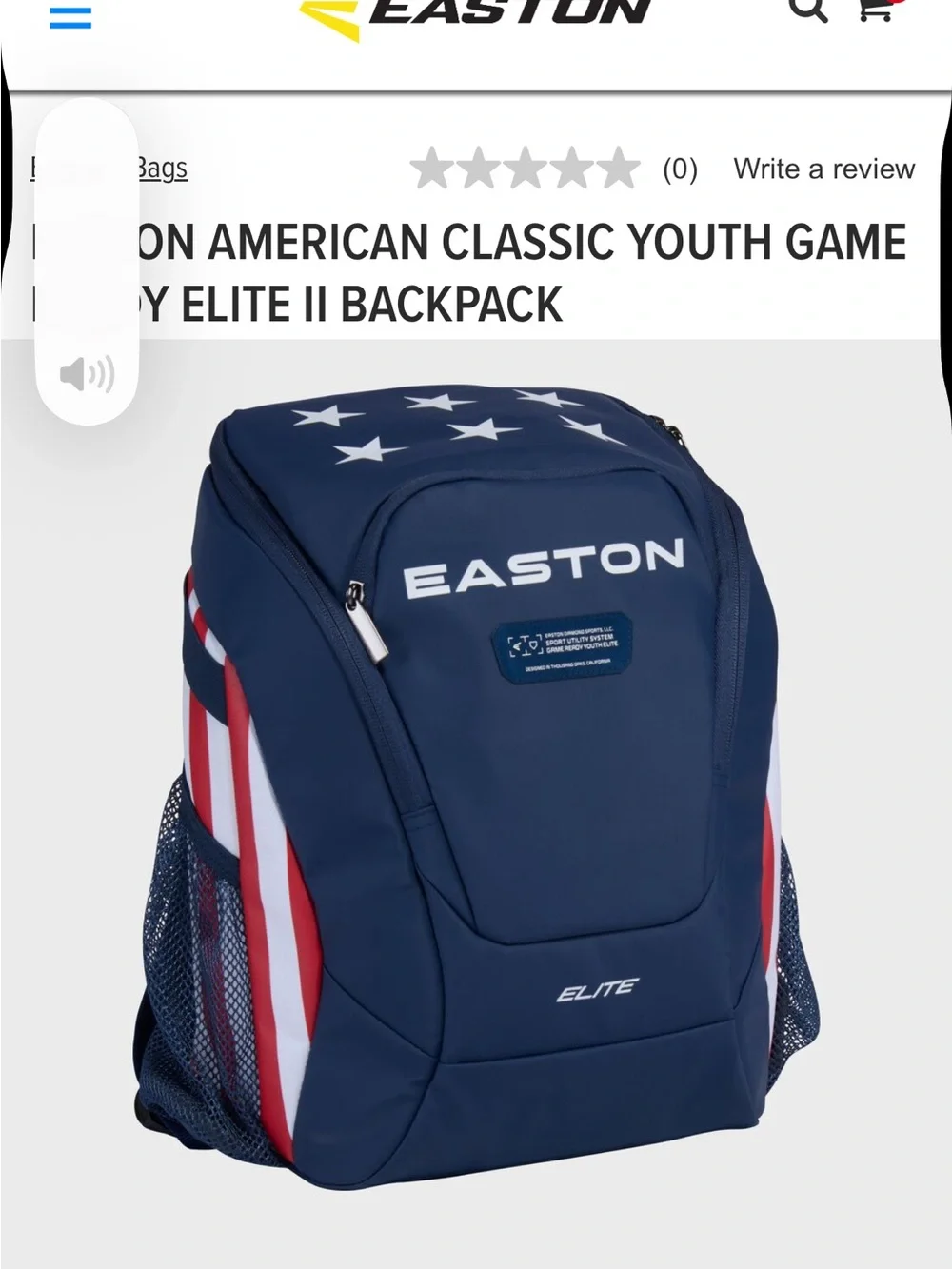 Easton Navy Backpack with Red & White Flag Accents
